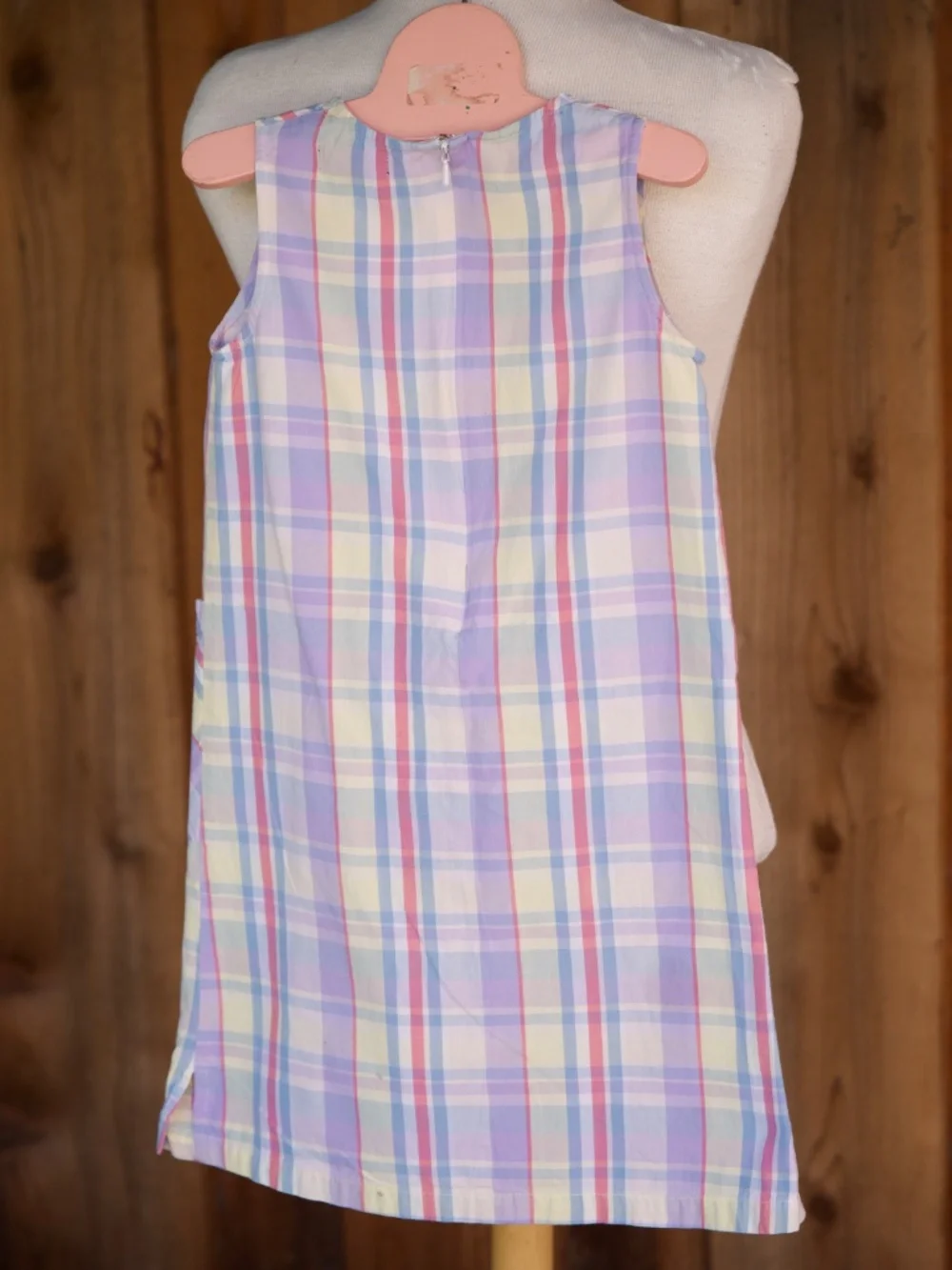 Ralph Lauren 100% Cotton Pastel Plaid Sleeveless Summer Smock Dress Kids 6Y